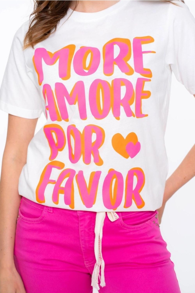 T SHIRT AMORE 52040 70 WHITE/PINK/ORANGE